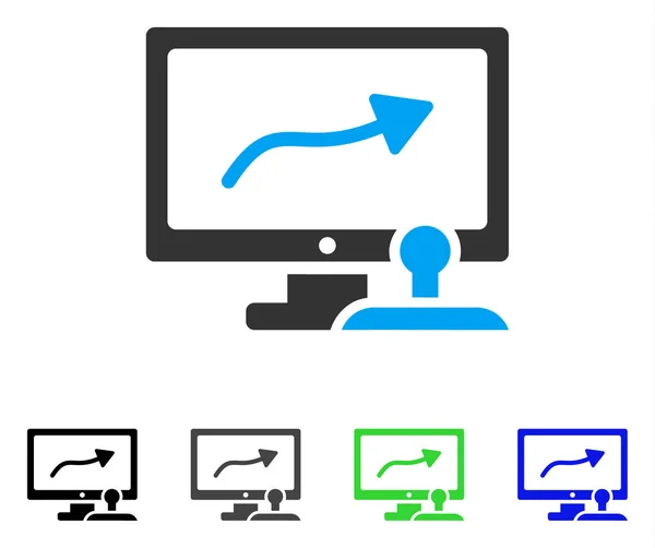 Monitor de controle de caminho Ícone plano — Vetor de Stock