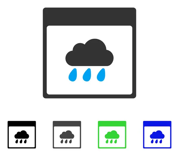 Εικονίδιο επίπεδης σελίδα ημερολογίου σύννεφο βροχή — Διανυσματικό Αρχείο