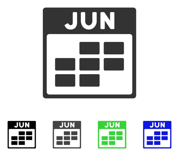 Junio Calendario Cuadrícula Icono plano — Archivo Imágenes Vectoriales