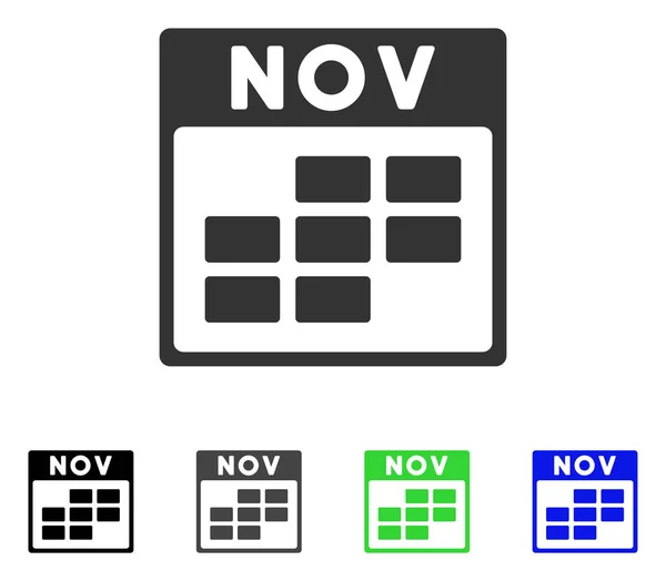 November Kalender Gitter flache Ikone — Stockvektor