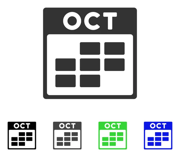 Oktober kalenderpictogram raster plat — Stockvector