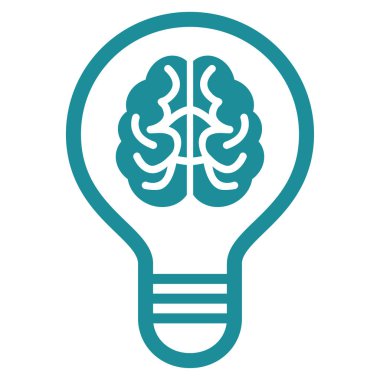 Beyin ampul düz vektör simgesi