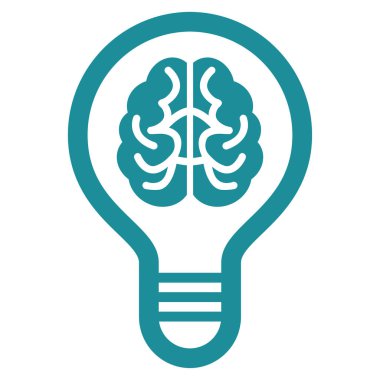 Beyin ampul düz vektör simgesi