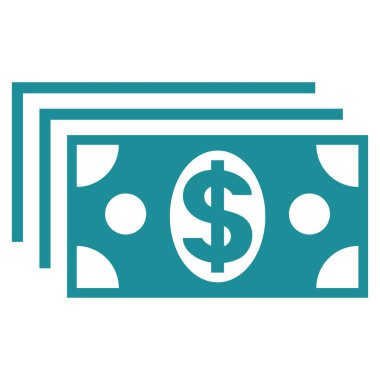 Doları banknot düz vektör simgesi