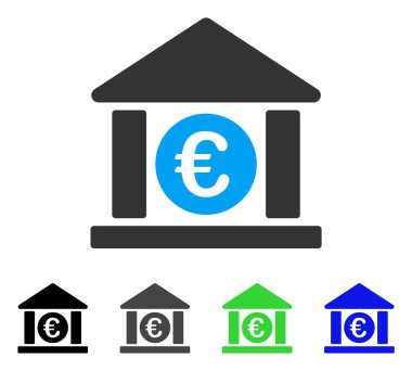 Euro banka Binası düz simgesi
