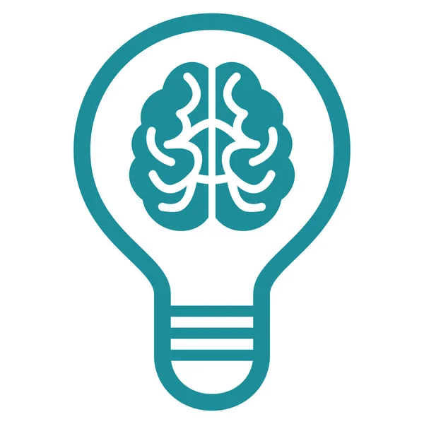 Cérebro lâmpada plana vetor ícone —  Vetores de Stock