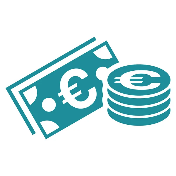 Euro Cash Flat Vector Icône — Image vectorielle