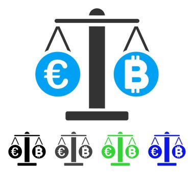 Euro ve Bitcoin ölçekler düz simgesi