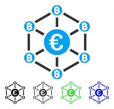 Euro Bitcoin ağ düz simgesi
