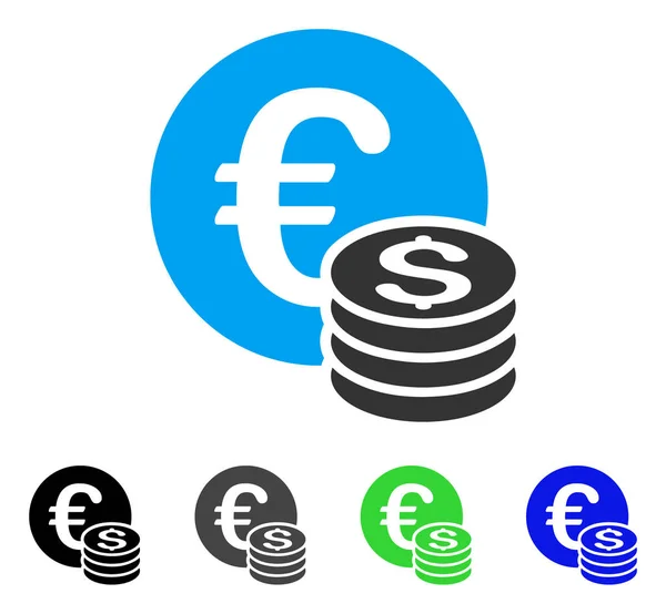 Euro- und Dollar-Münzen flaches Symbol — Stockvektor