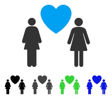 Lesbi aşk Çift düz simgesi