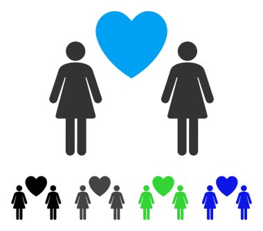 Lesbi aşk Çift düz simgesi