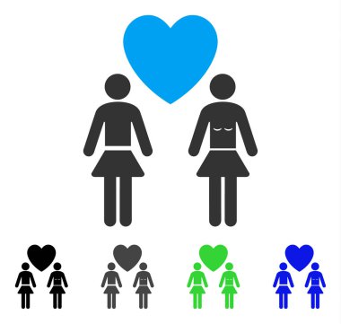 Lesbi aşk Çift düz simgesi