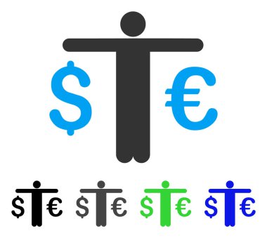 Para birimi tüccar düz simgesi