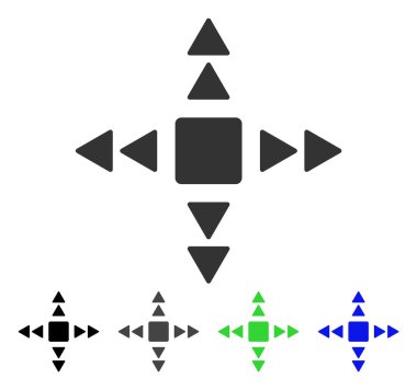 Yön üçgenler düz simgesi