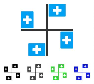 Hastane bayrakları düz simgesi