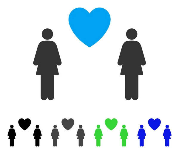Lesbi liefde paar platte pictogram — Stockvector