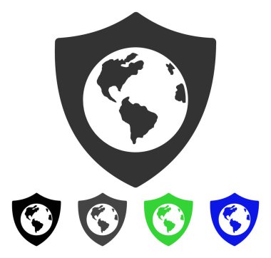 Dünya kalkan düz simgesi