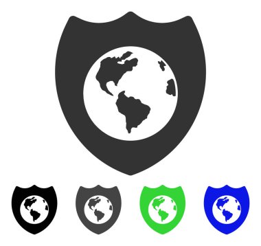 Dünya kalkan düz simgesi