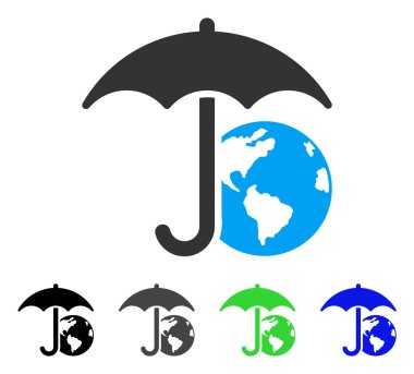 Earth şemsiye düz simgesini