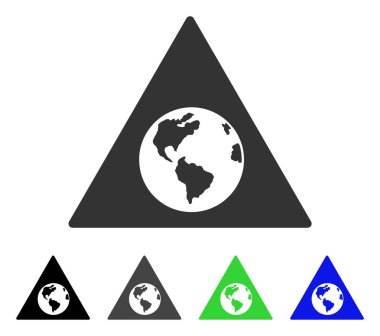 Dünya uyarı düz simgesi