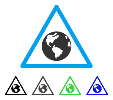 Dünya uyarı düz simgesi