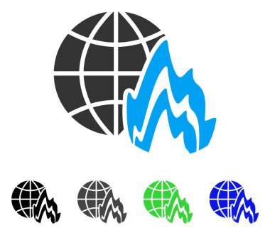 Küresel yangın düz simgesi