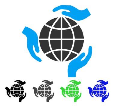 Küresel koruma düz simgesi