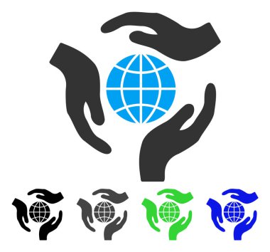 Küresel koruma düz simgesi