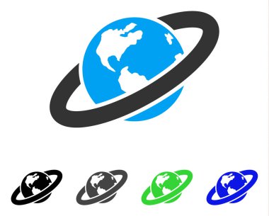 Halkalı gezegen düz simgesi