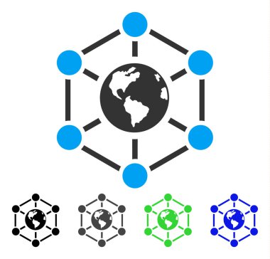 Dünya çapında Internet düz simgesi