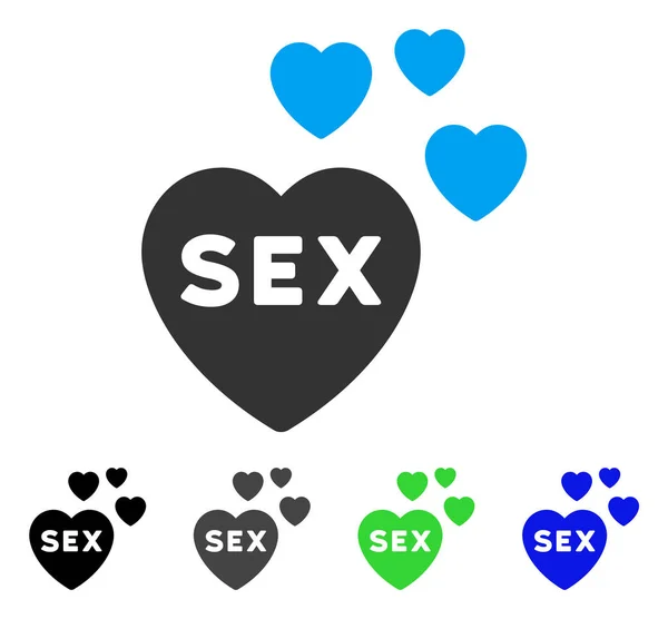 Sex Hearts Flat Icon — Stock Vector