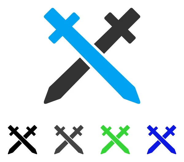 Traverser les épées Icône plate — Image vectorielle