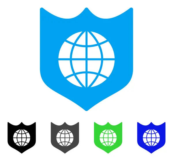 全球盾牌平图标 — 图库矢量图片