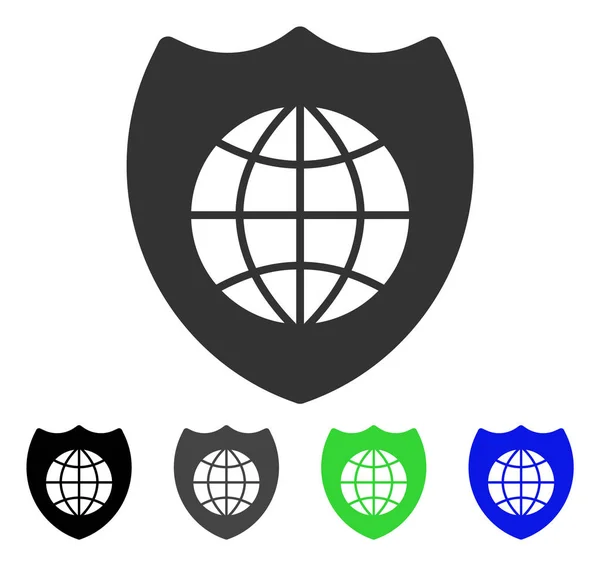 Global Shield Flat Icon — Stock Vector