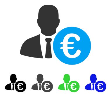 Euro bankacı düz simgesi