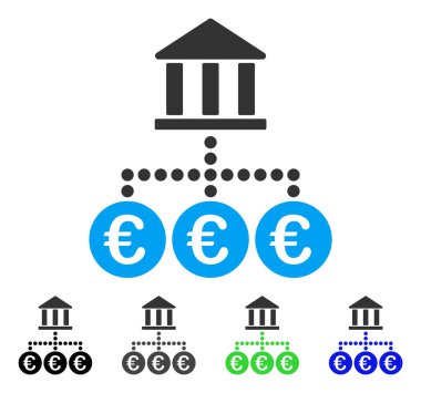 Euro banka hareketleri düz simgesi