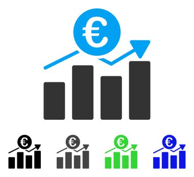 Euro iş grafik düz simgesi
