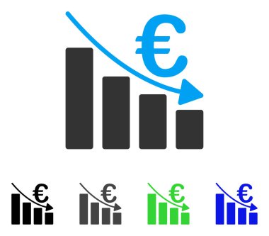 Euro durgunluk Bar grafik düz simgesi