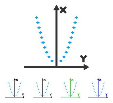 Noktalı parabol arsa düz simgesi