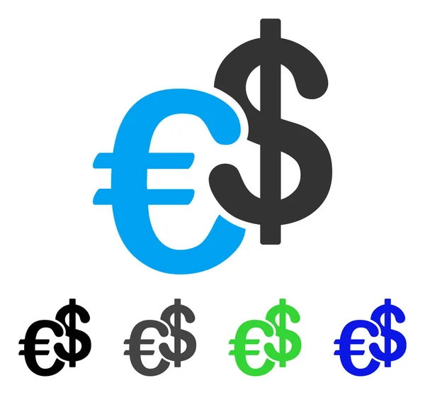 Euro och Dollar valuta Flat ikonen — Stock vektor