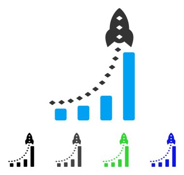 Roket iş Bar grafik düz simgesi