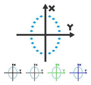 Noktalı elips çizim düz simgesi