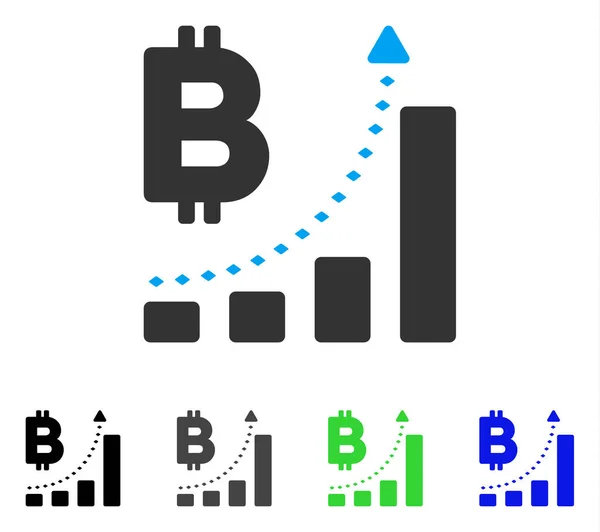 Bitcoin Gráfico de barras Tendência positiva Ícone plano — Vetor de Stock