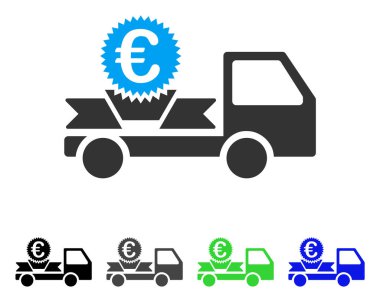 Euro hediye teslimat düz simgesi