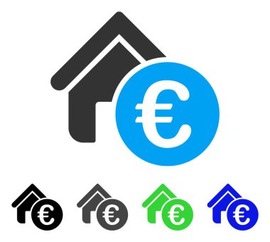 Euro ev kira düz simgesi