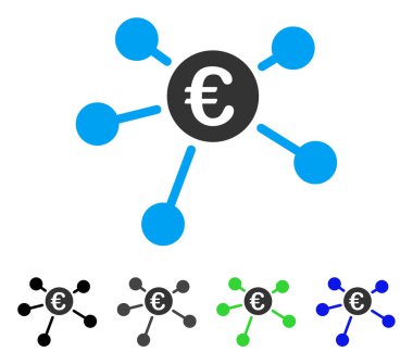Euro bağlantılar düz simgesi