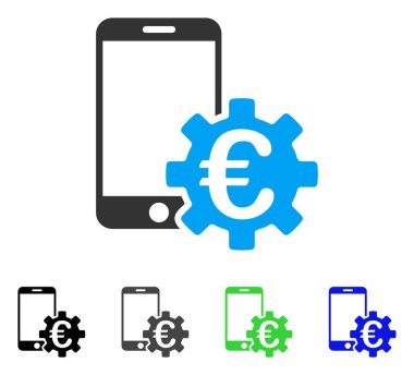 Euro hareket eden banka yapılandırma düz simgesi