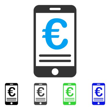 Euro mobil bankacılık düz simgesi