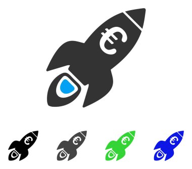 Euro roket başlangıç düz simgesi